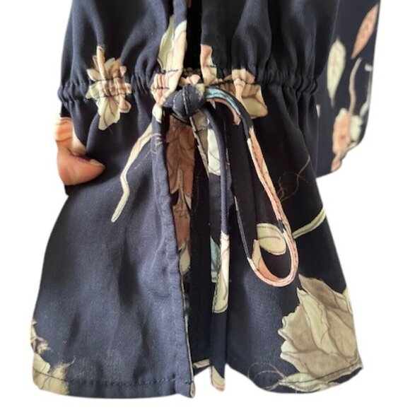 Anthropologie Skies are Blue Navy Boho Peasant Floral Print Bell Sleeves Top Sm - Picture 5 of 11